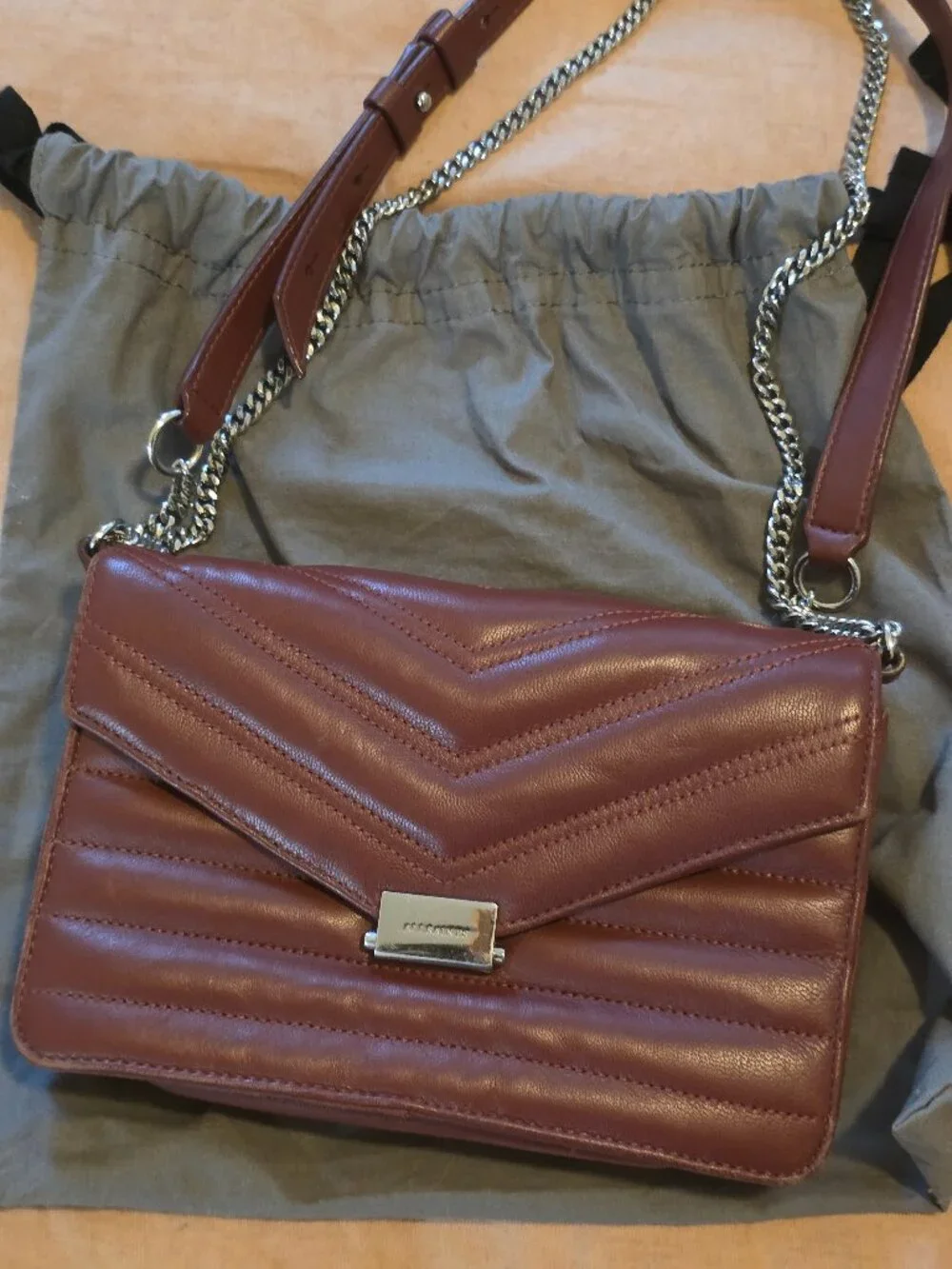 Allsaints Justine Small Crossbody Bag (Brick Red)